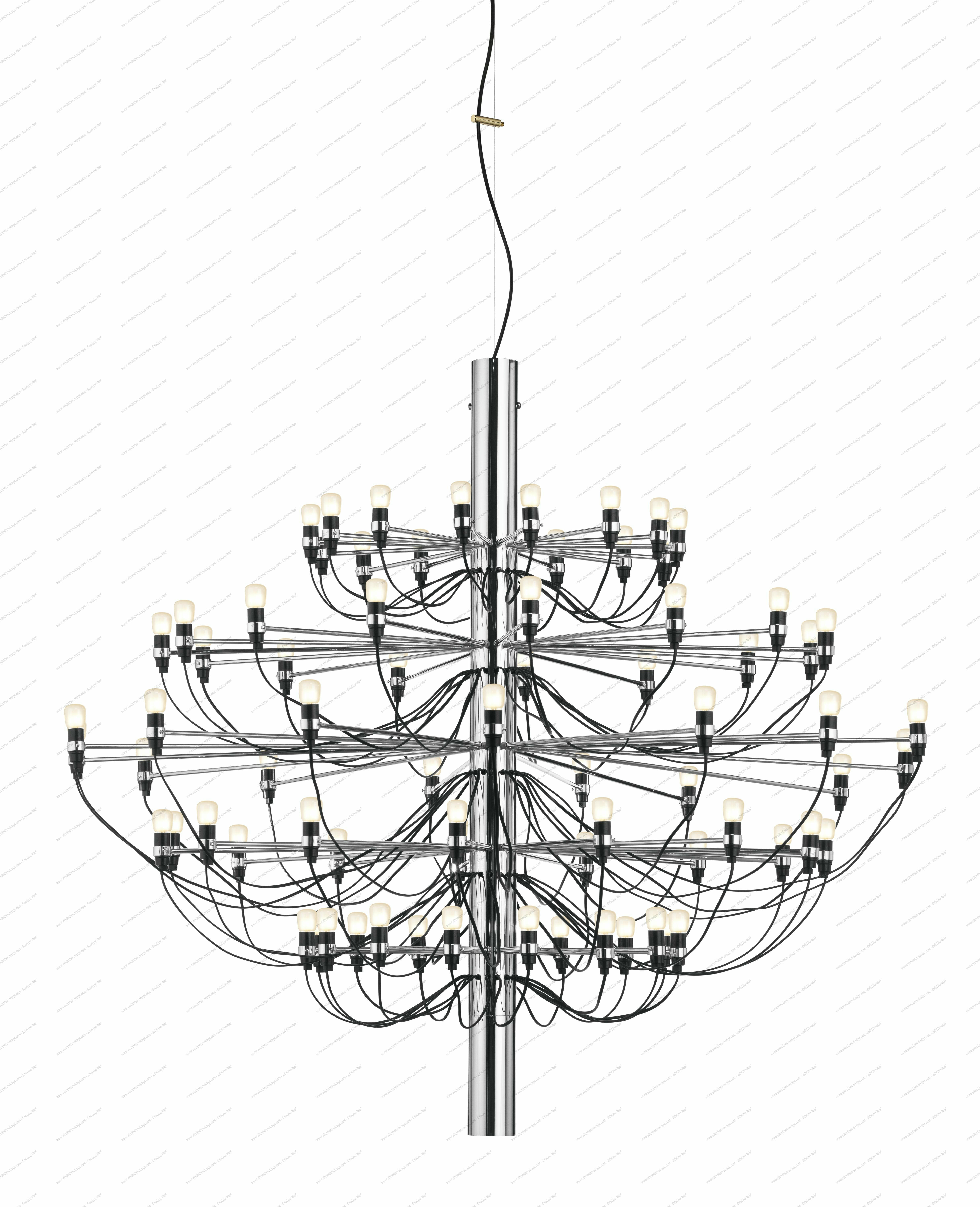 2097/75 Chandelier chrome with frosted bulbs Flos