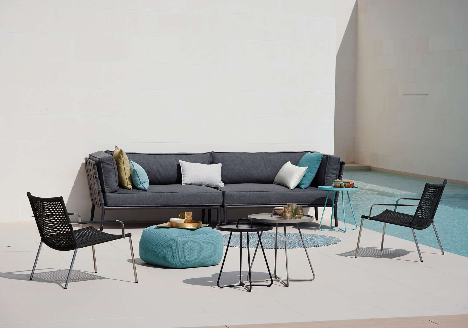 Conic Outdoor 2-Seater Modular Sofa left grey Cane-Line