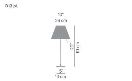 D13 Costanzina LED table lamp complete version aluminium boy and white lampshade Luceplan