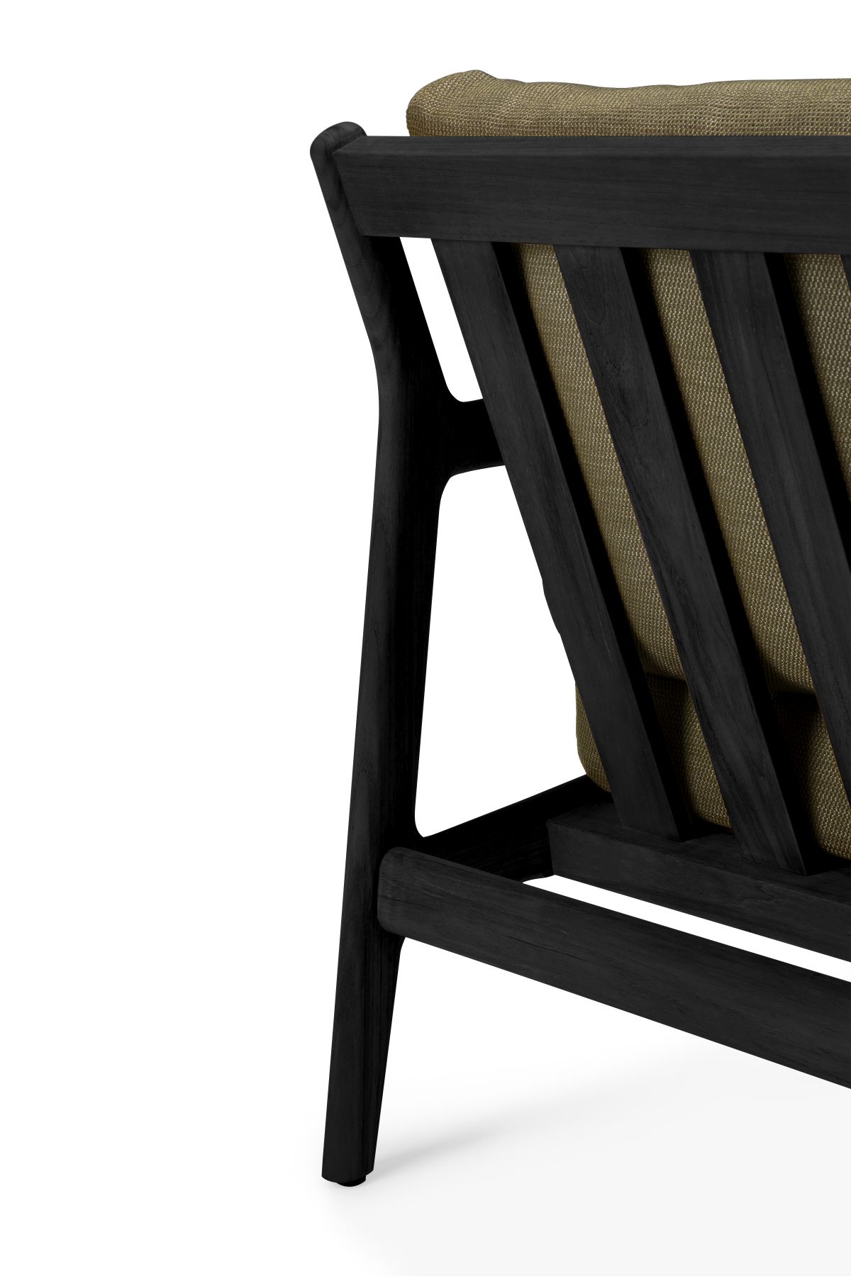 Jack Outdoor Lounge Chair, Teak, Black Lacquered, Green Fabric, Ethnicraft