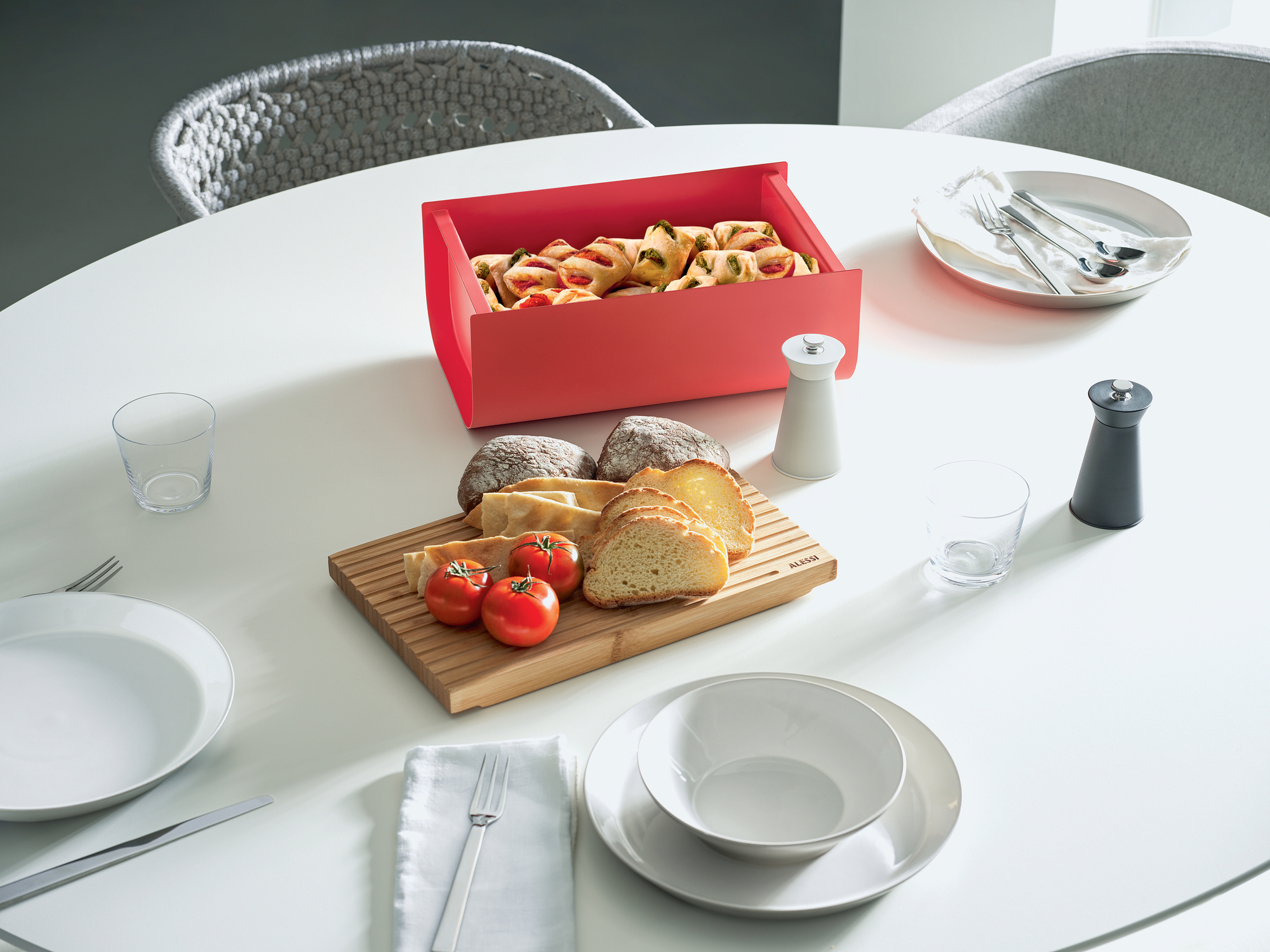 Mattina Steel Bread Bin Red Alessi SINGLE PIECES