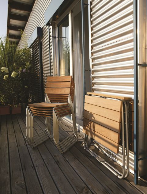 Balcony Folding Table Stainless Steel Frame Teak Weishäupl