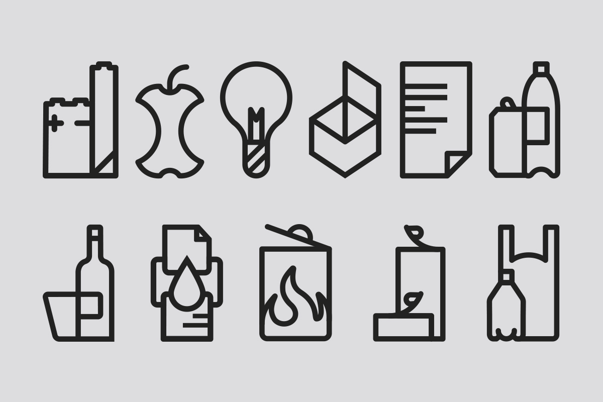 Symbols for bin waste bin / waste separation Mizetto QUICK SHIP