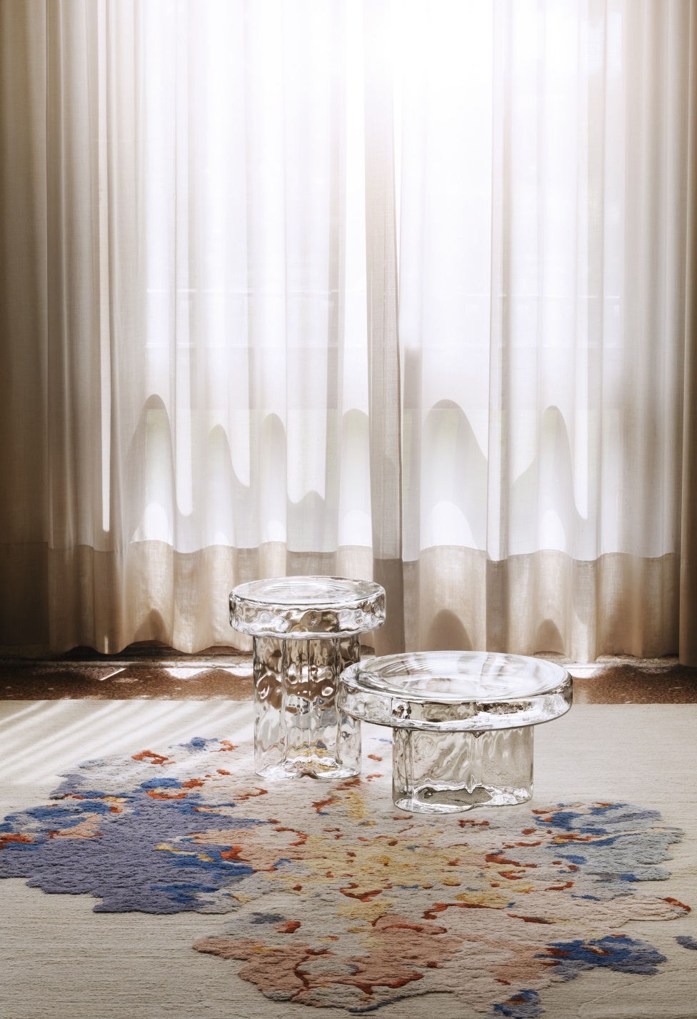 Soda side table Miniforms W 38 x D 38 x H 45 cm / Murano glass transparent