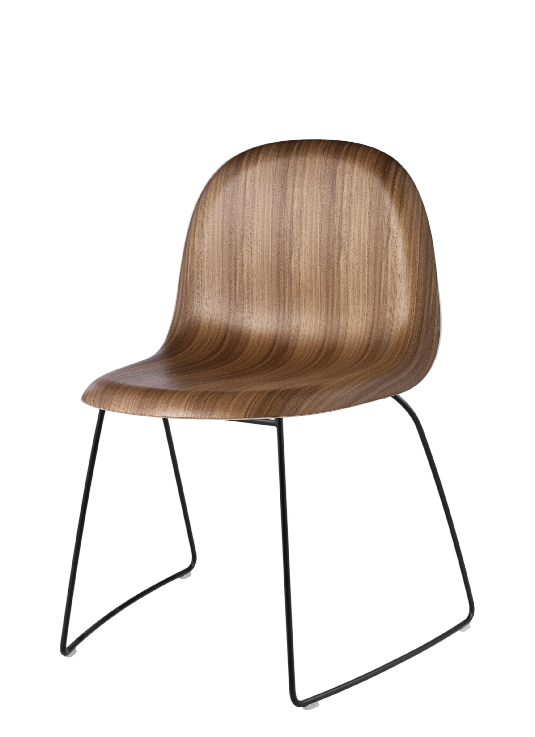 3D Dining stackable Chair Walnut - Sledge base Felt glides Gubi