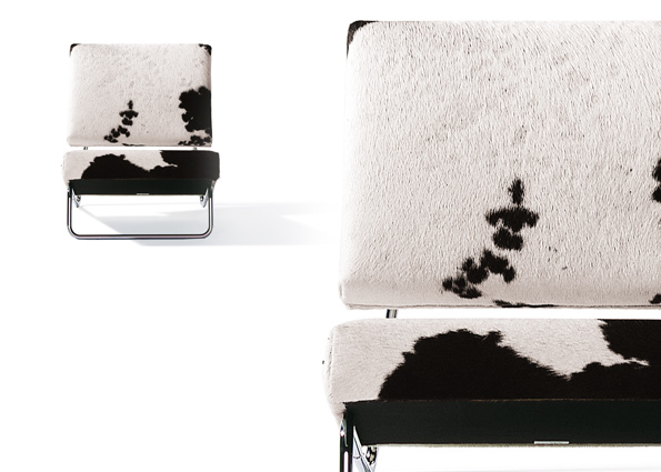 Lounge Chair and stool cowhide Richard Lampert