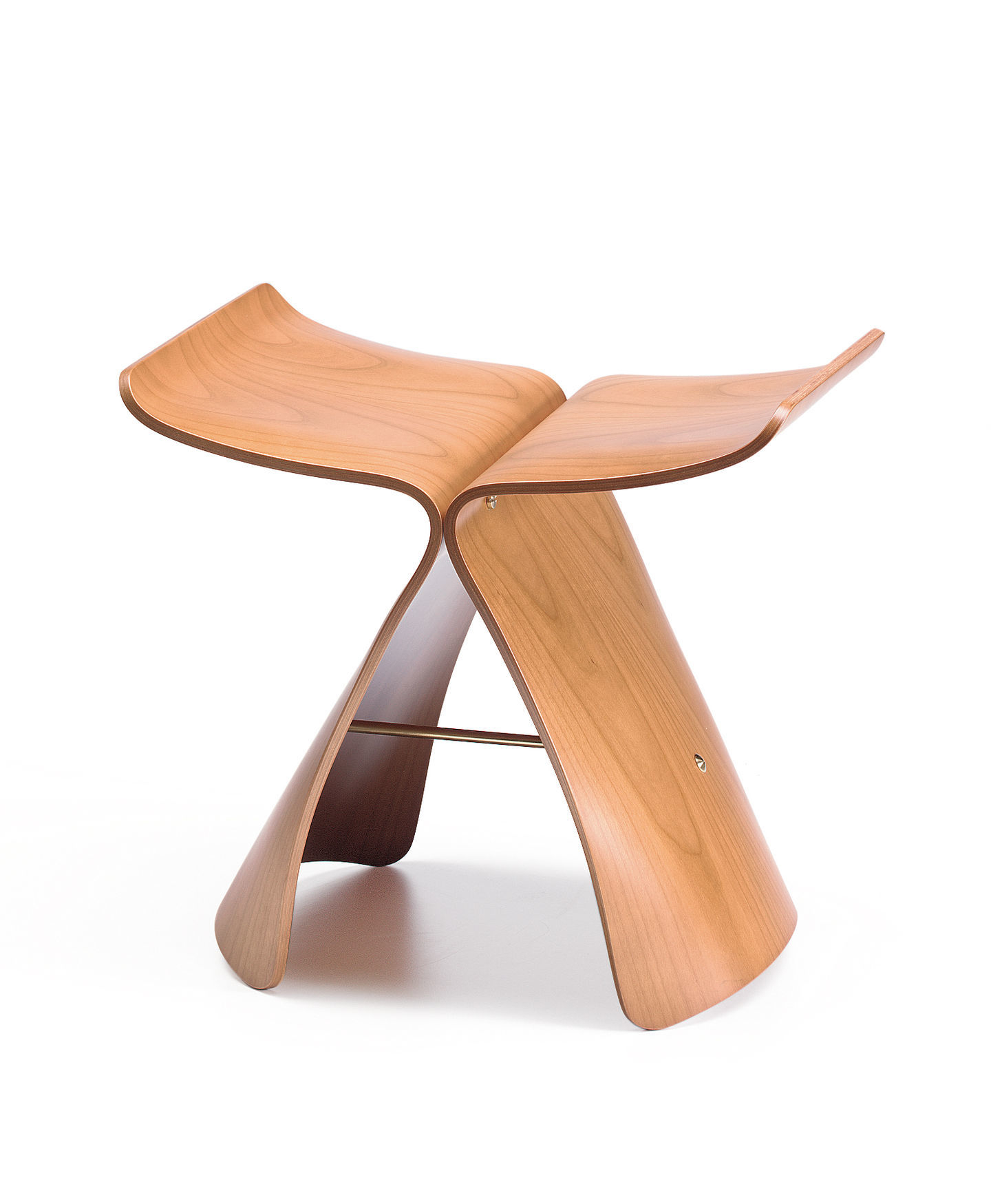 Vitra Butterfly Stool Hocker aus hellem Holz, modernes Design für Wohnzimmer und Büro.