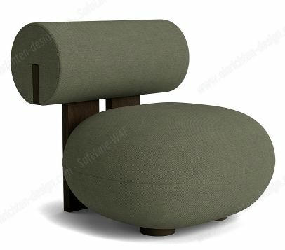 Hippo Lounge Sessel in Dunkel geräucherter Eiche mit grünem Kvadrat Fiord Stoffbezug. Designmöbel für Wohnzimmer.