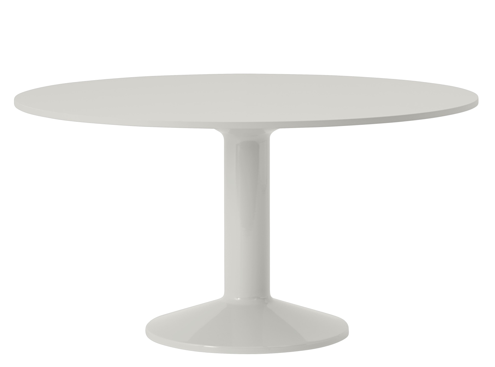 Weißer MIDST Table Esstisch von Muuto mit runder Tischplatte und zentralem Standfuß für Esszimmer.