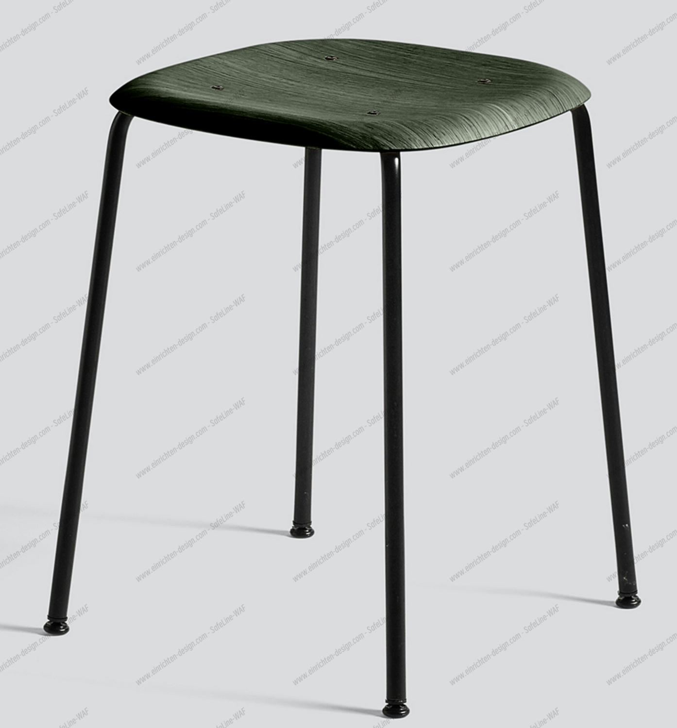 Soft Edge 70 Stool Hocker Hay-schwarz / soft schwarz Schwarzer Soft Edge Hocker von Hay mit Sitzfläche aus Holz und filigranem Stahlgestell.