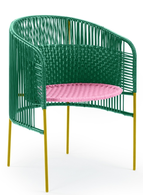Caribe Dining Chair Outdoor ames Emerald green / bubblegum pink / curry yellow