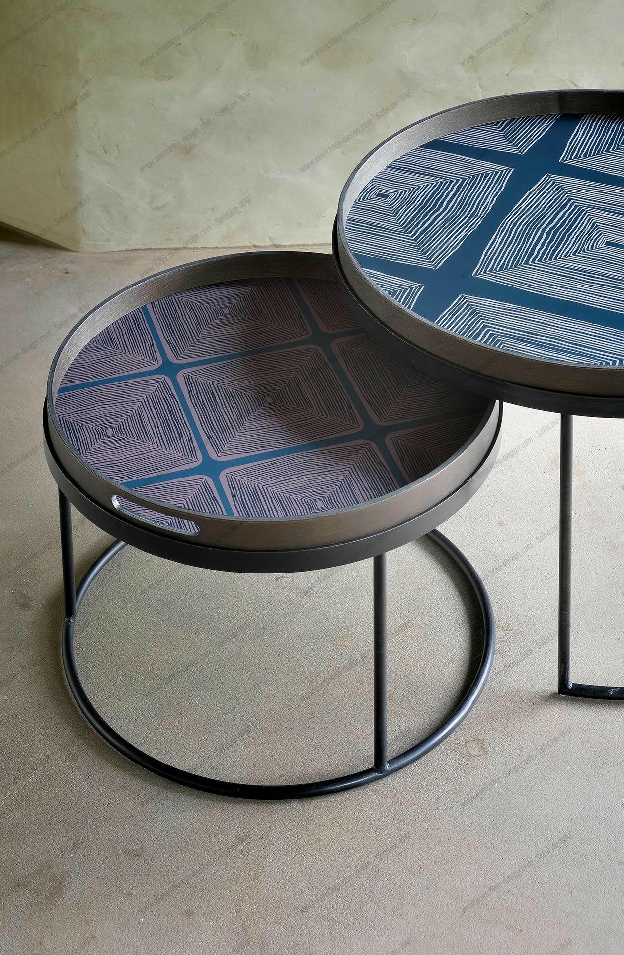 Coffee Table Set of 2 Black Round S/L Ethnicraft 