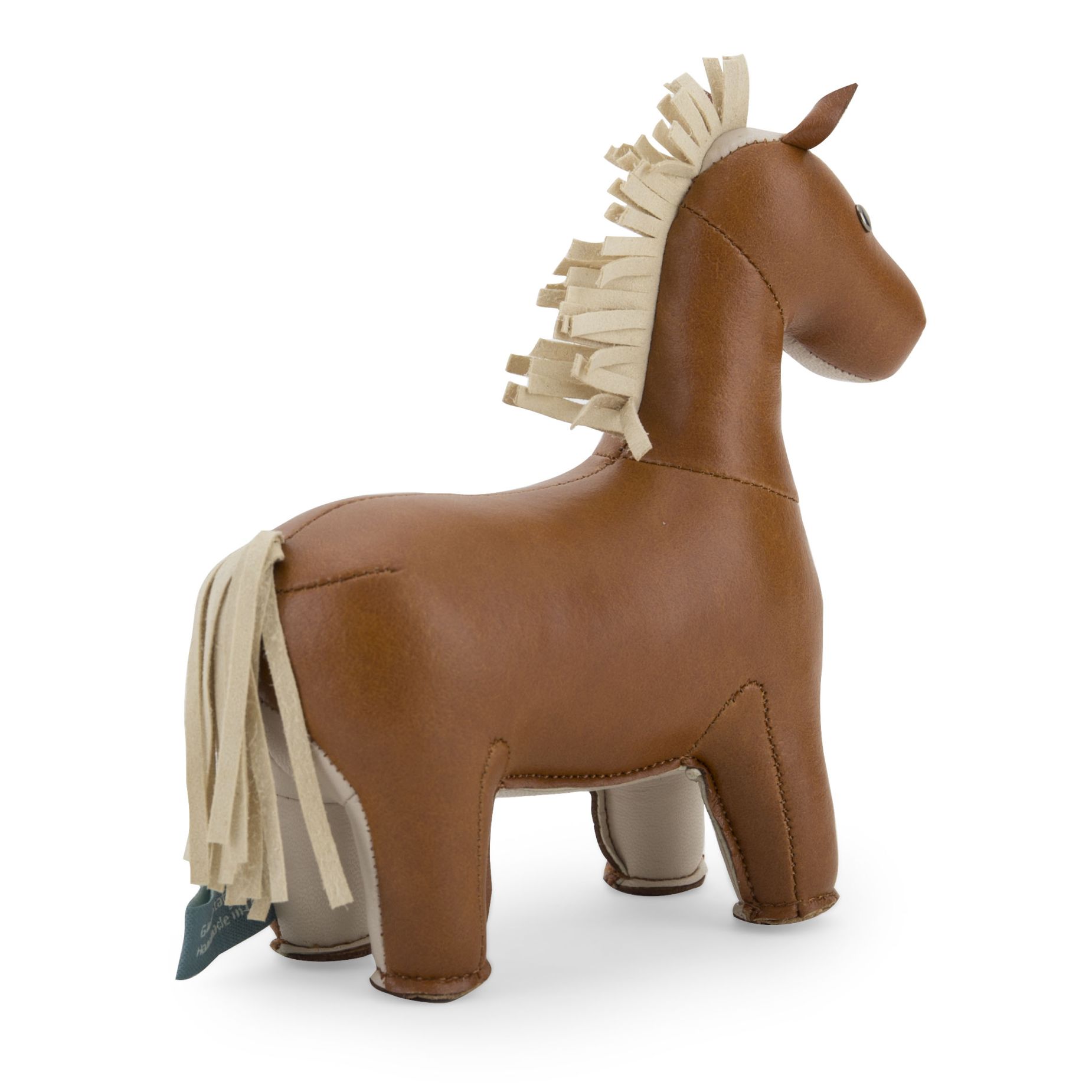Briefbeschwerer Pferd tan/wheat Züny: Dekoratives Pferde-Objekt aus braunem Leder mit heller Mähne und Schweif.