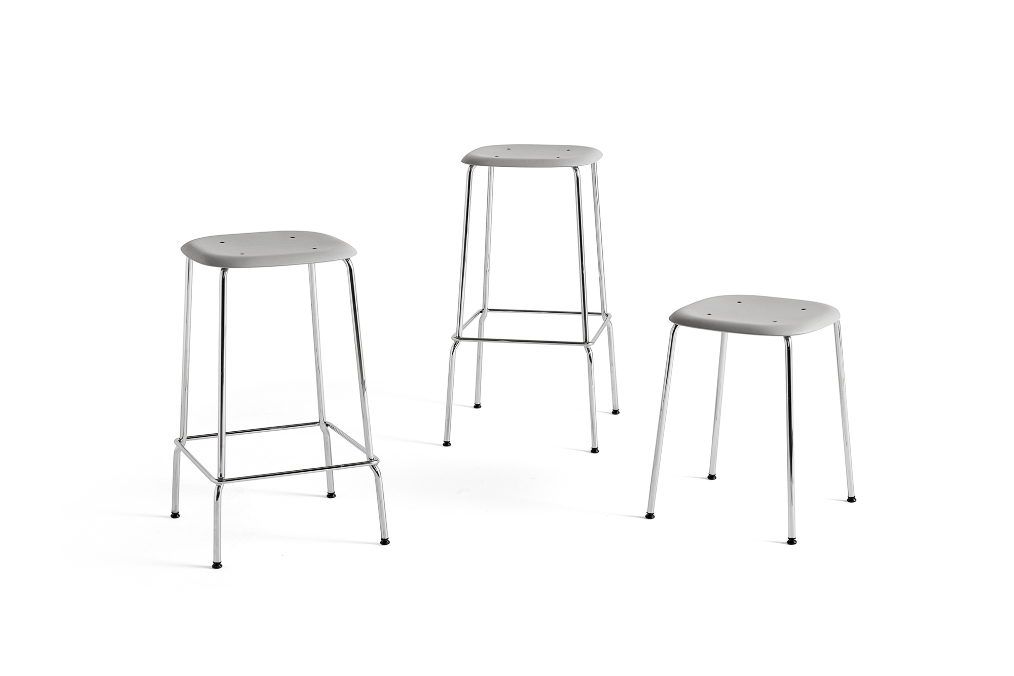 Soft Edge 85 Low stool chrome / BLACK Hay SINGLE PIECES