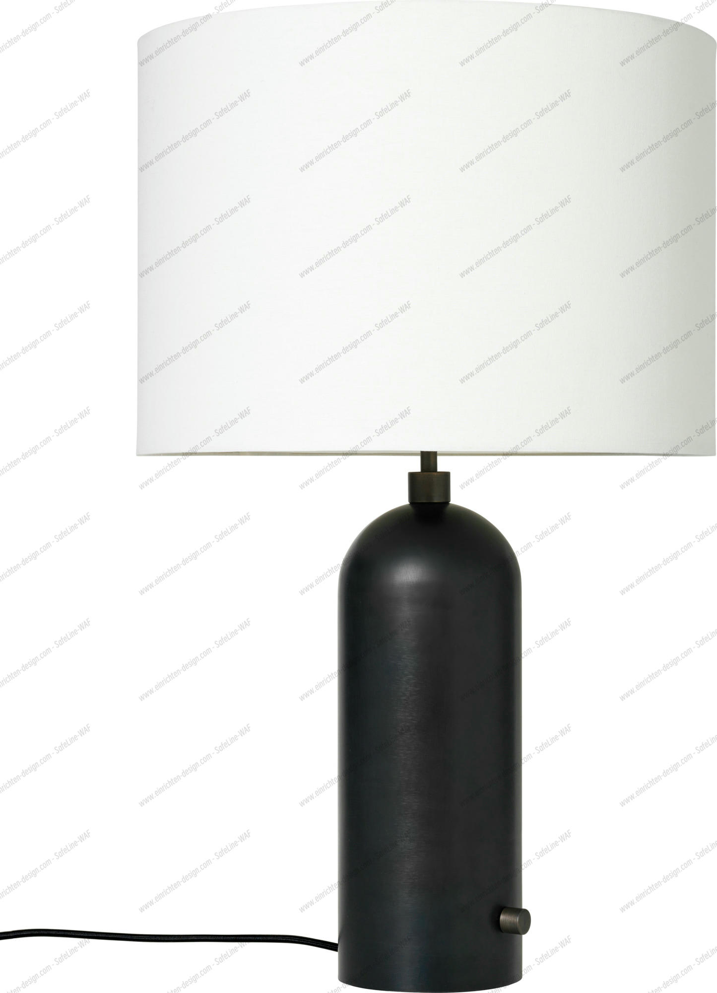 Gravity Table Lamp - Large Blackened Steel White lamp shade Gubi