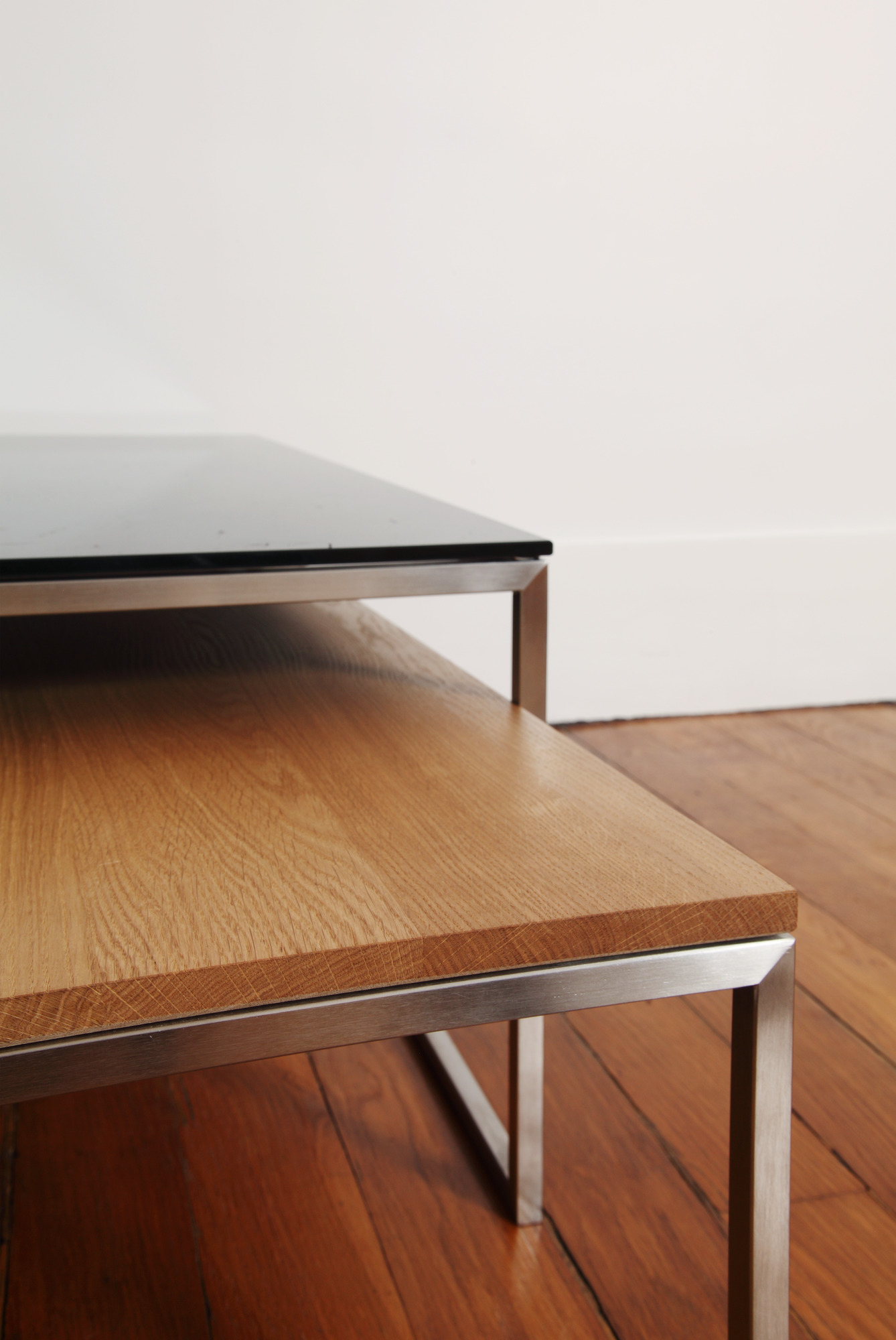 Less H 5/2 glass ESG clear coffee table Hans Hansen