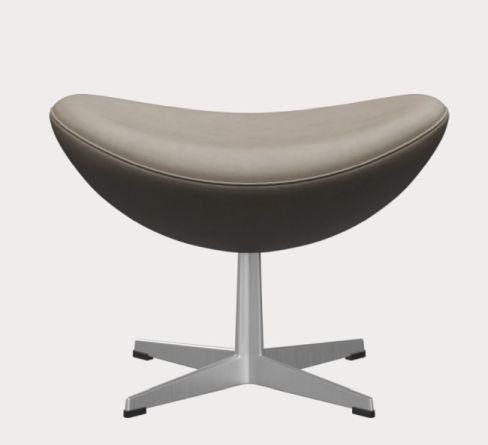 Egg Chair with Stool Action Model Essential Leather Light Grey Fritz Hansen