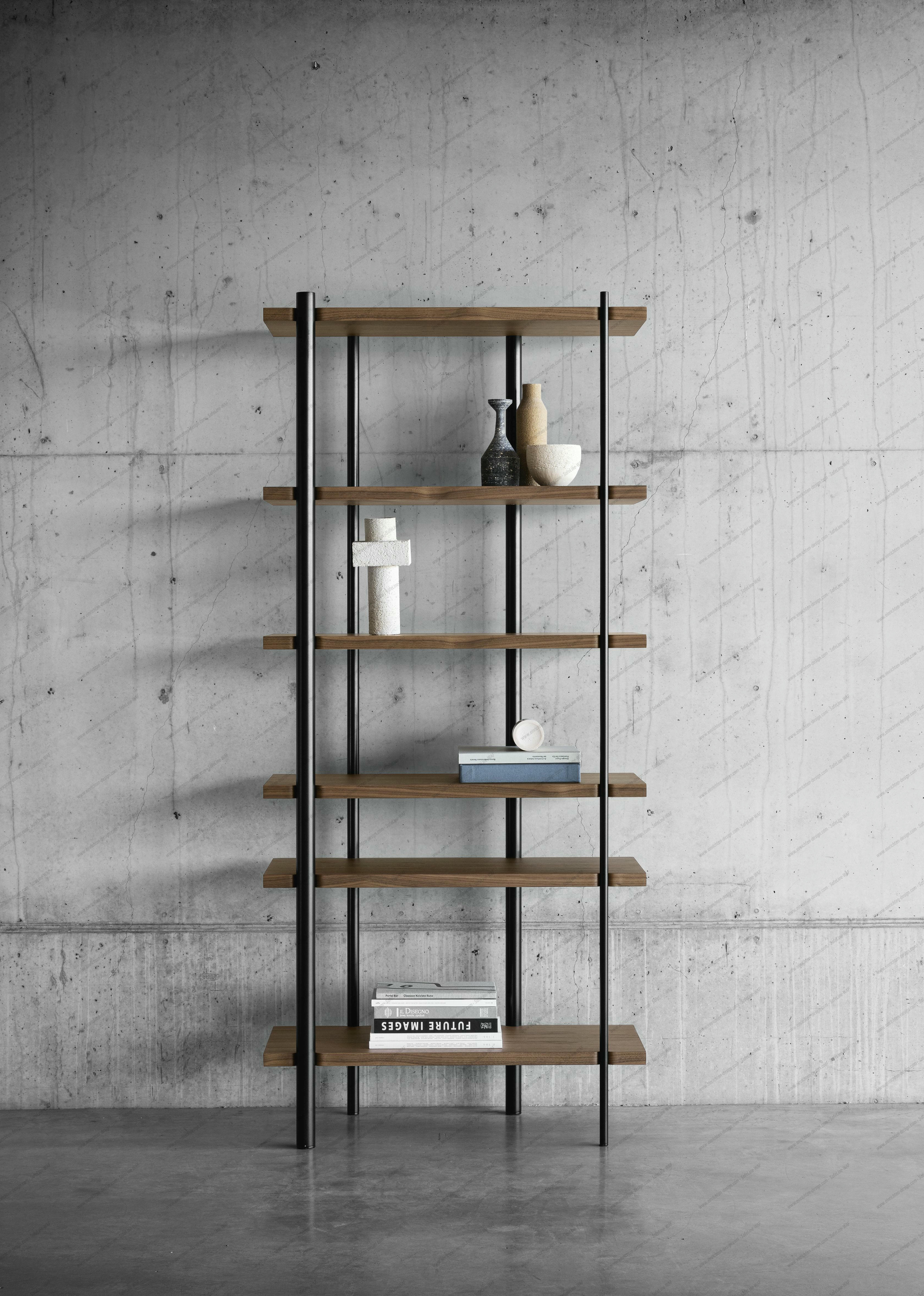 Milonga shelf black frame Walnut boards Miniforms