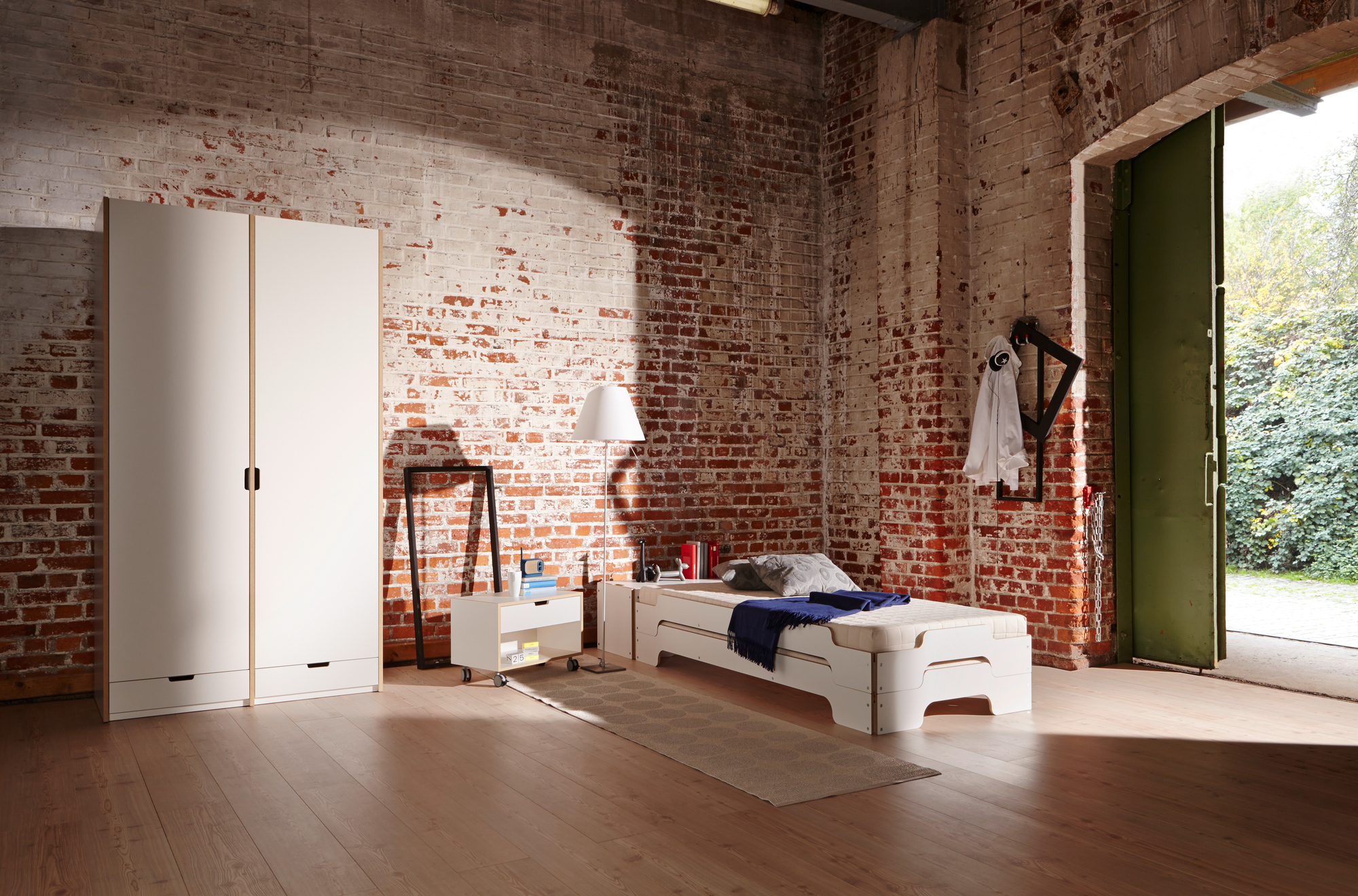 Stacking Bed CPL White Classical height Müller Möbelwerkstätten
