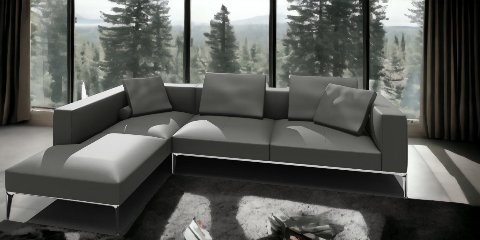 Jaan Living 3 Seater Sofa with 2 Back Cushions, 2 Comfort Cushions & 2 Comfort Castors Combi A21 Walter Knoll Fabric Garbo Moonlight