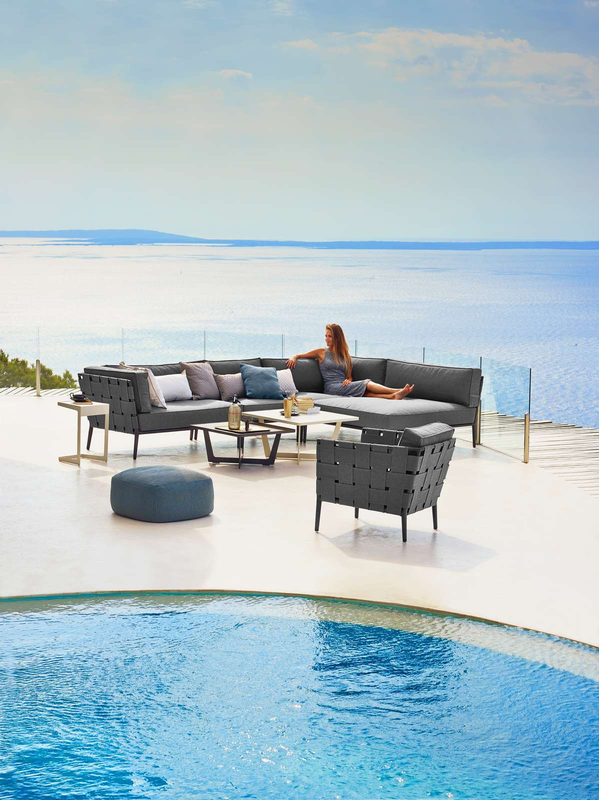 Conic Outdoor 2-Seater Modular Sofa left grey Cane-Line