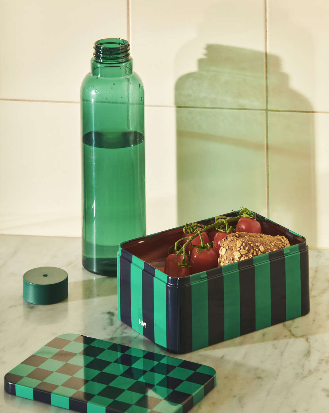 Small Green and Dark Blue Tin Container Storage Box by Hay
