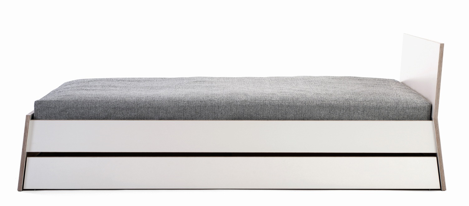 Stockholm bed birch multiplex with high headboard 160 white Richard Lampert 