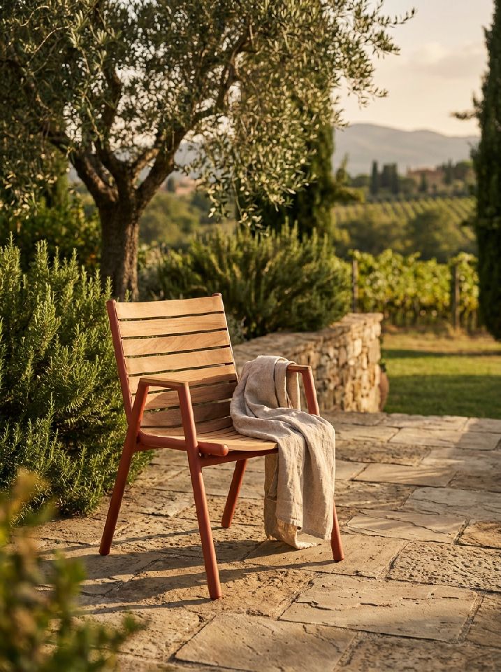 Pilotis armchair with armrests teak outdoor Fermob