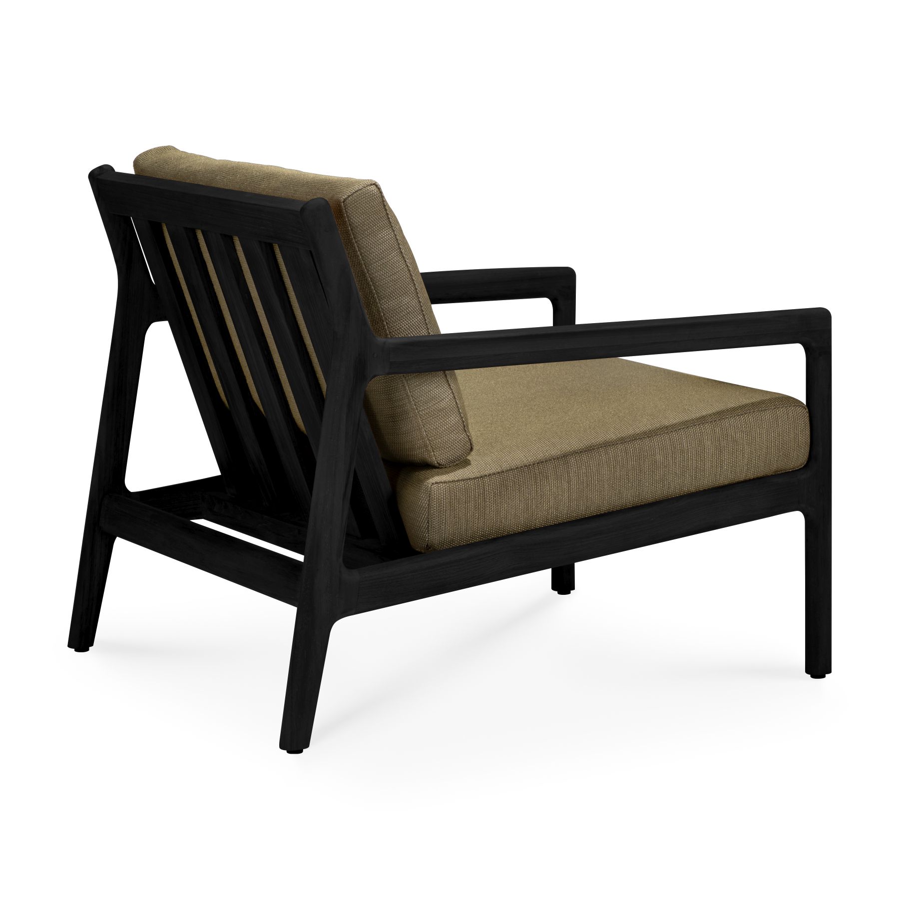 Jack Outdoor Lounge Chair, Teak, Black Lacquered, Green Fabric, Ethnicraft