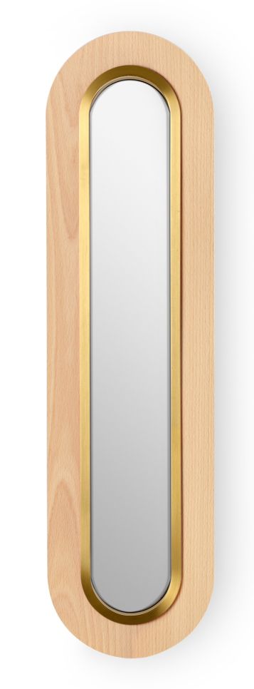 Lens LED Wall Lamp Superoval Metal Ring in Gold Beech LZF Lamps