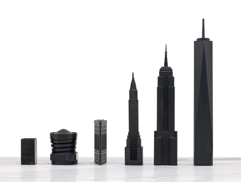 Special Edition Acrylic London vs New York Chess set with marble board Skyline Chess SINGLE PIECE