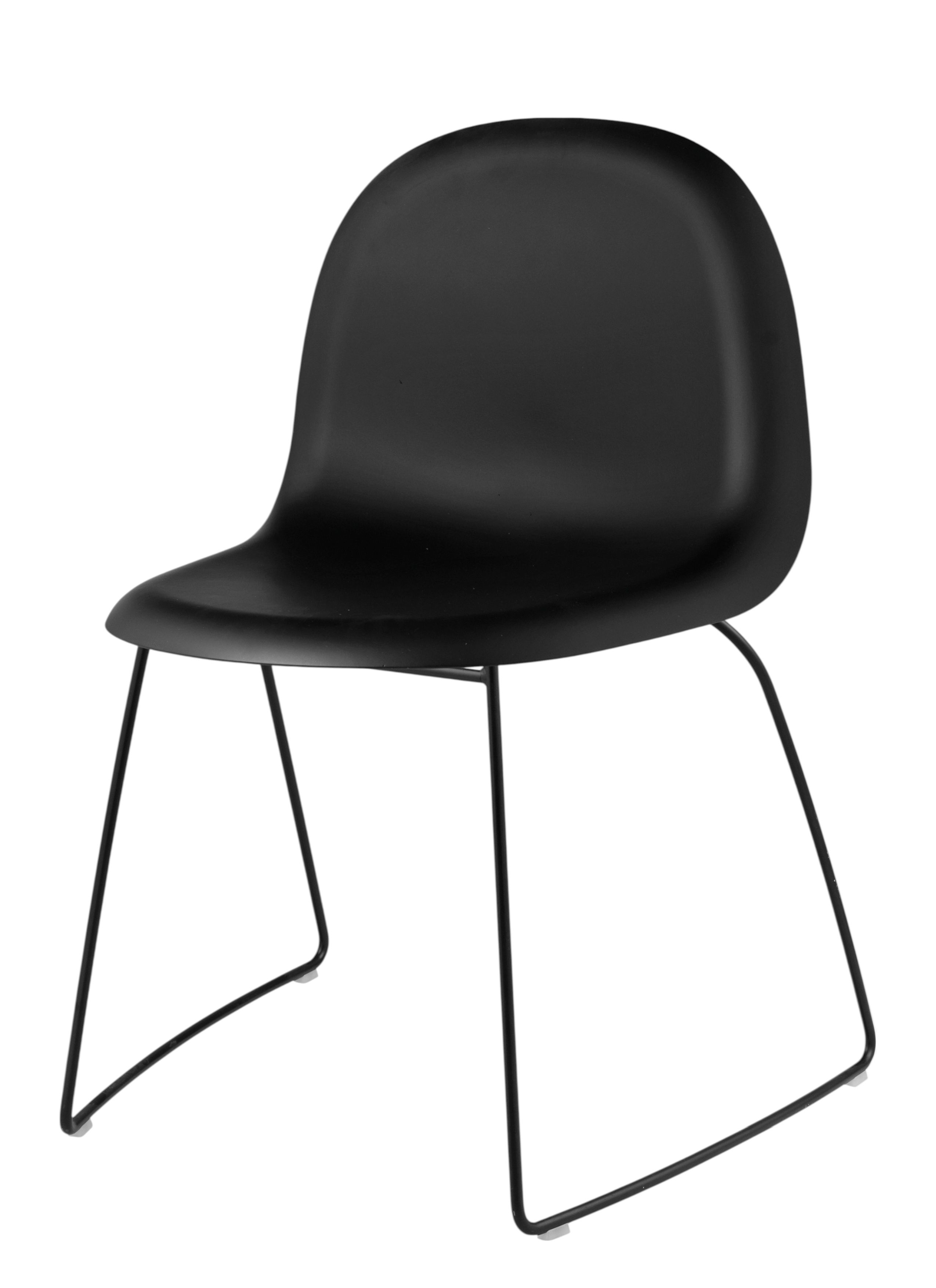 3D Dining Chair Plastic Shell black - Sledge base Felt glides stackable Gubi
