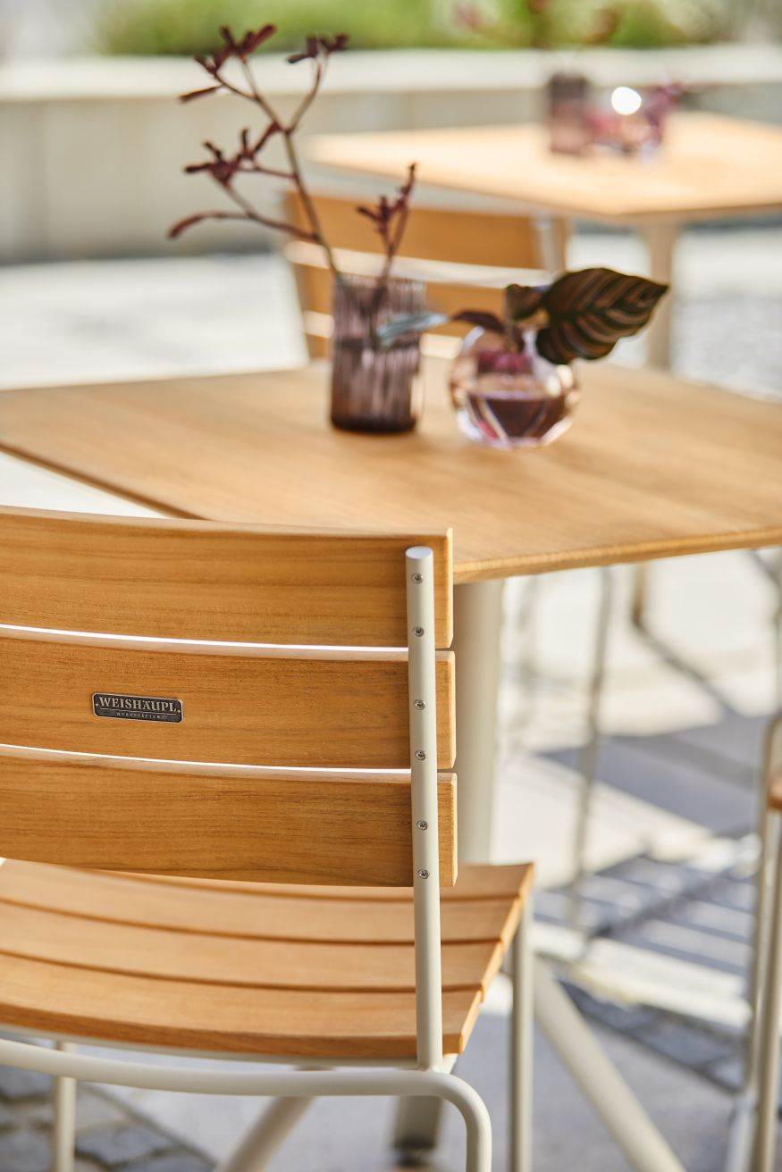 Balcony Folding Table Stainless Steel Frame Teak Weishäupl