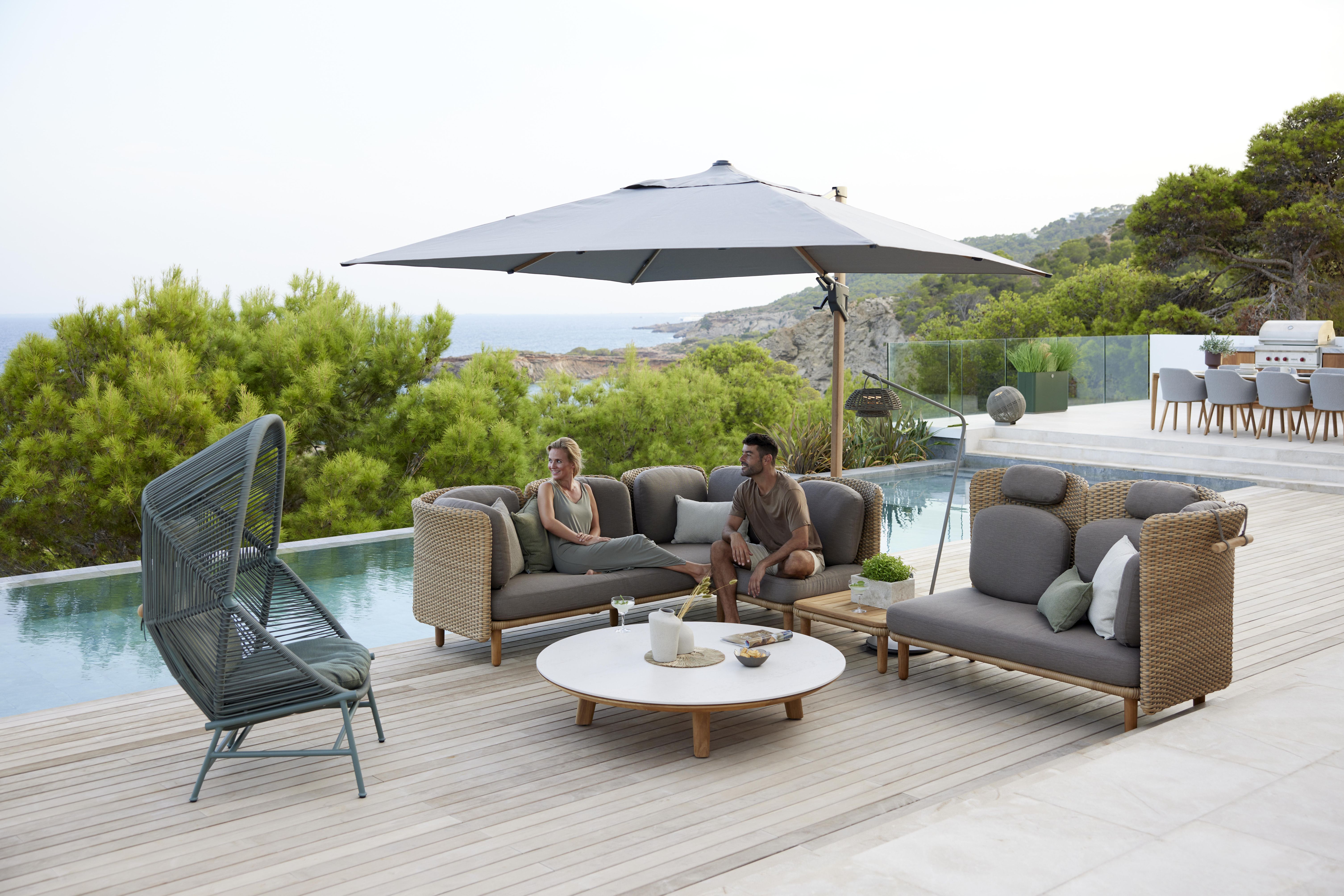 Arch Outdoor Coffee Table with Teak Table Top Cane-Line