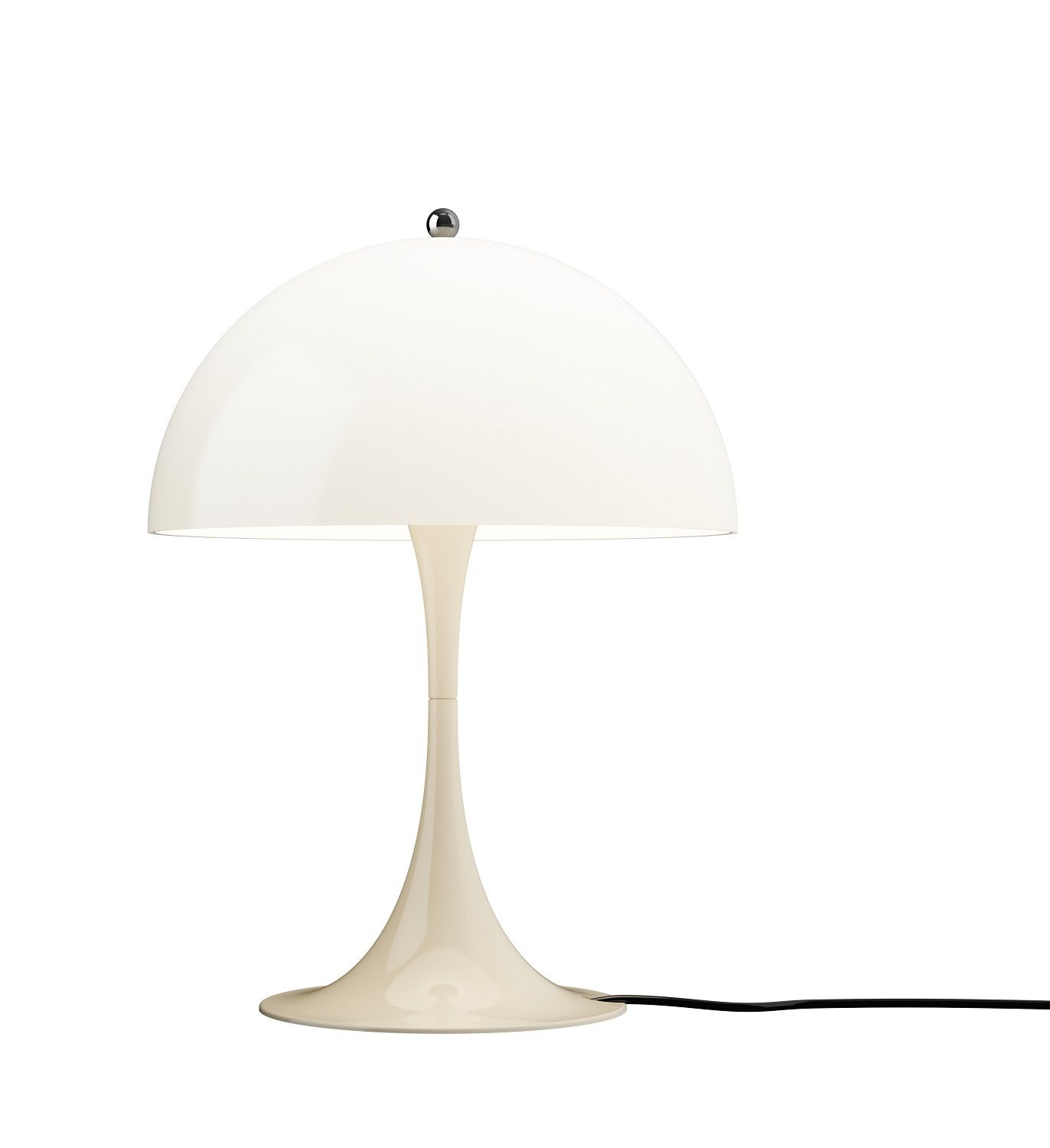 Panthella Tischleuchte von Louis Poulsen in Weiß, modernes Design für Wohnzimmer und Schlafzimmer.