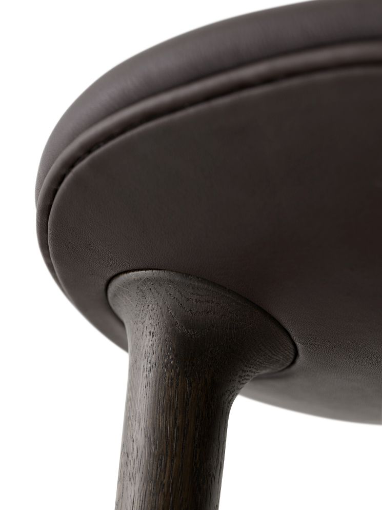 Lodge counter stool dark oak / leather dark brown Vipp