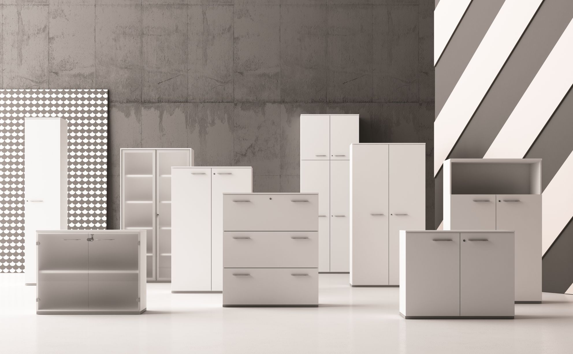 Sideboard passepartout with hinged doors, open compartment Frezza SINGLE PIECES