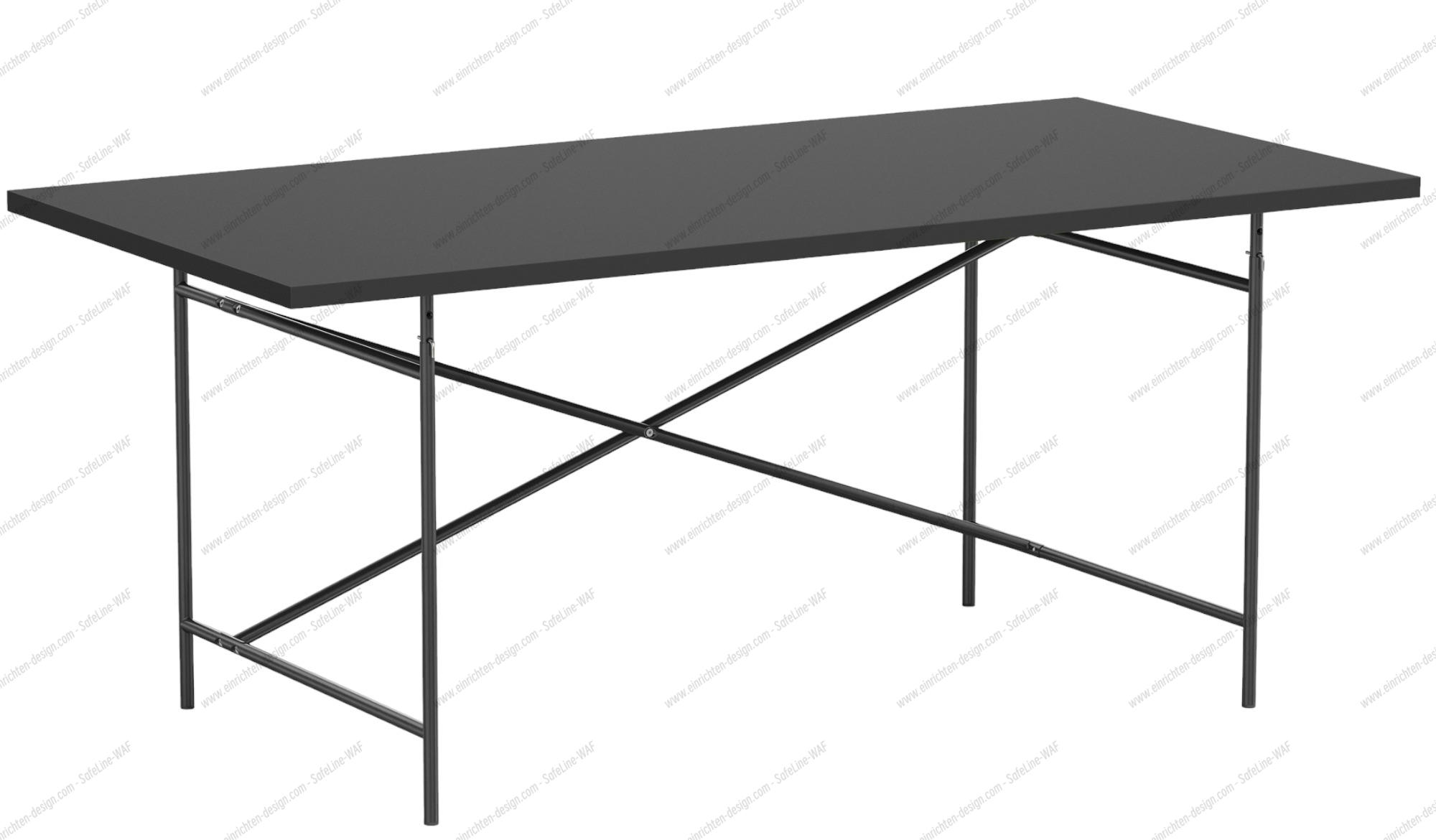 Schwarzer Eiermann Tisch mit Linoleum Tischplatte von Richard Lampert, 120x80 cm, modernes Design.