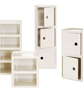 Weißes, quadratisches Componibili Tablett/Deckel für Kartell Module, einzeln oder als Zubehör für modulare Aufbewahrung.
