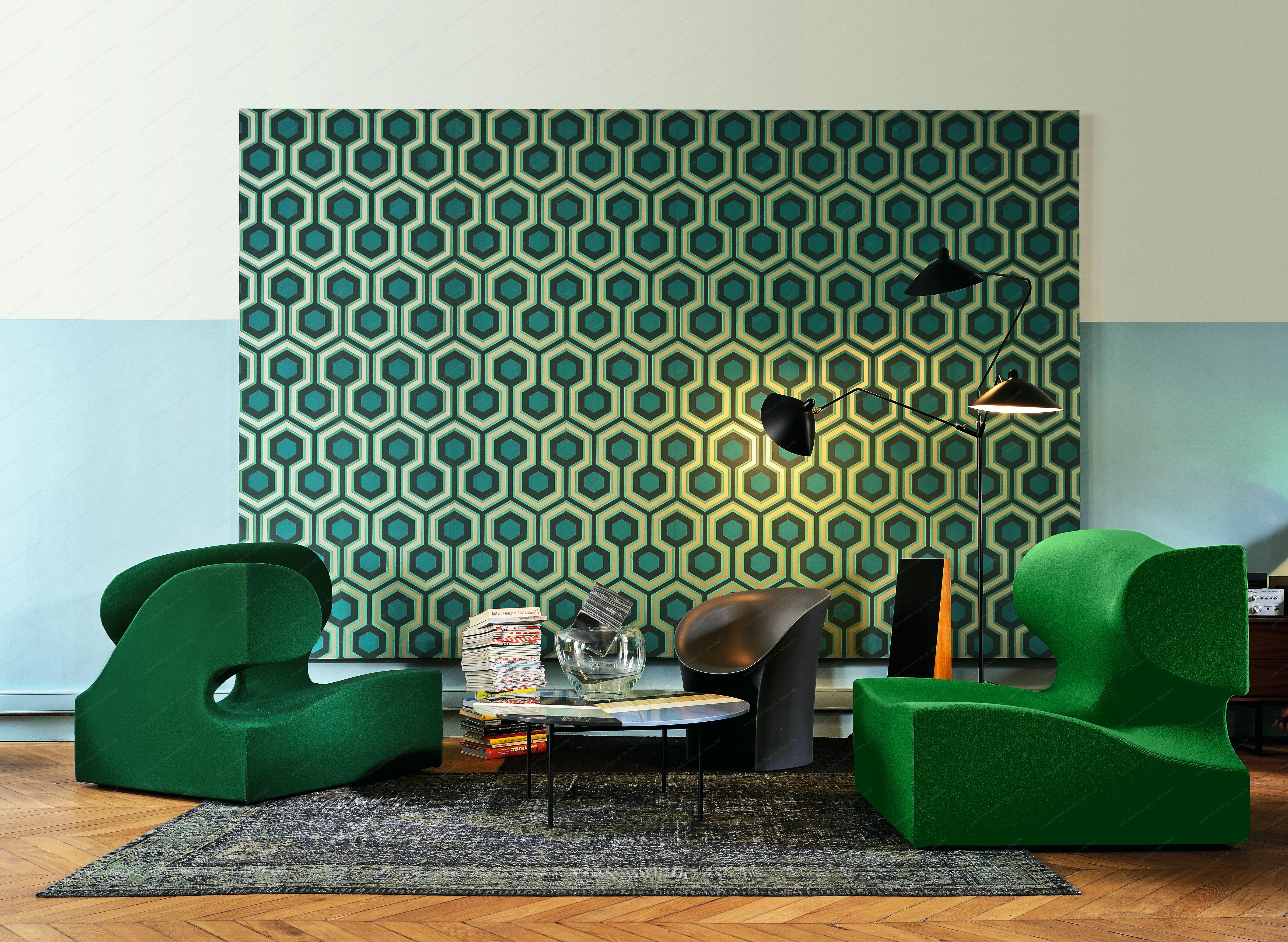 Fishbone table round blue Moroso