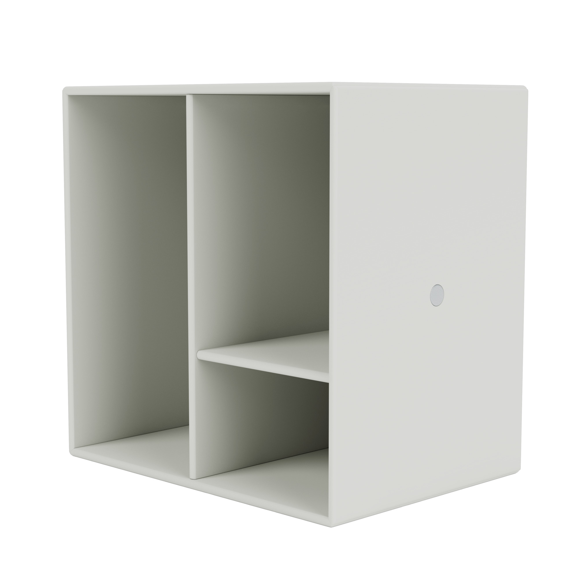 Weißes Montana Mini Modul mit Regalböden, modernes skandinavisches Design für Wohnzimmer und Büro.