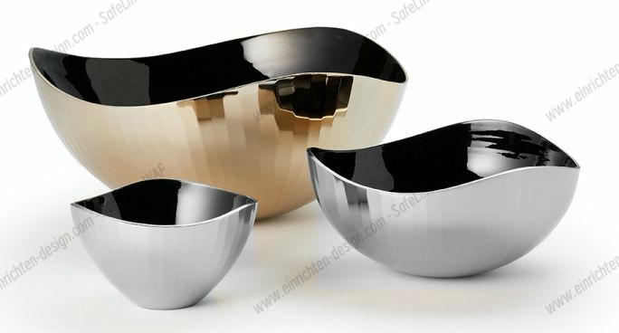 Drei dekorative Lorenzo Schalen von Philippi in Gold und Silber, moderne Tischdeko und Wohnaccessoires.