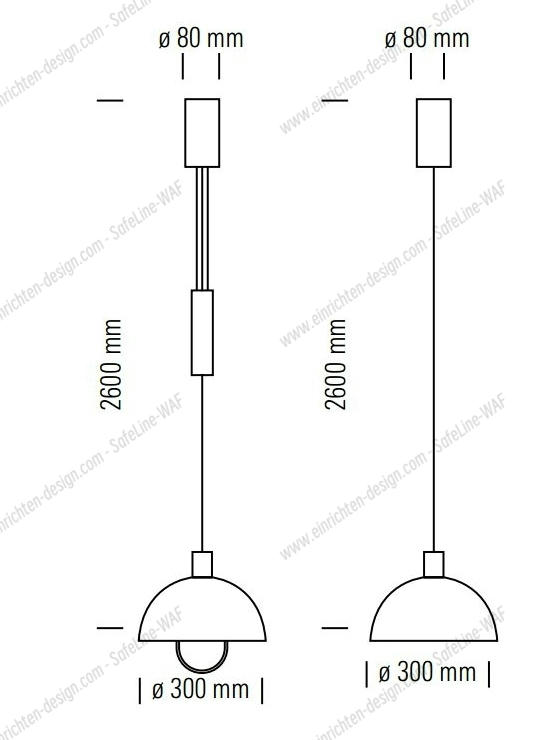 HMB 25/300 HMB25/300 Bauhaus Pendant Lamp Tecnolumen without pulley