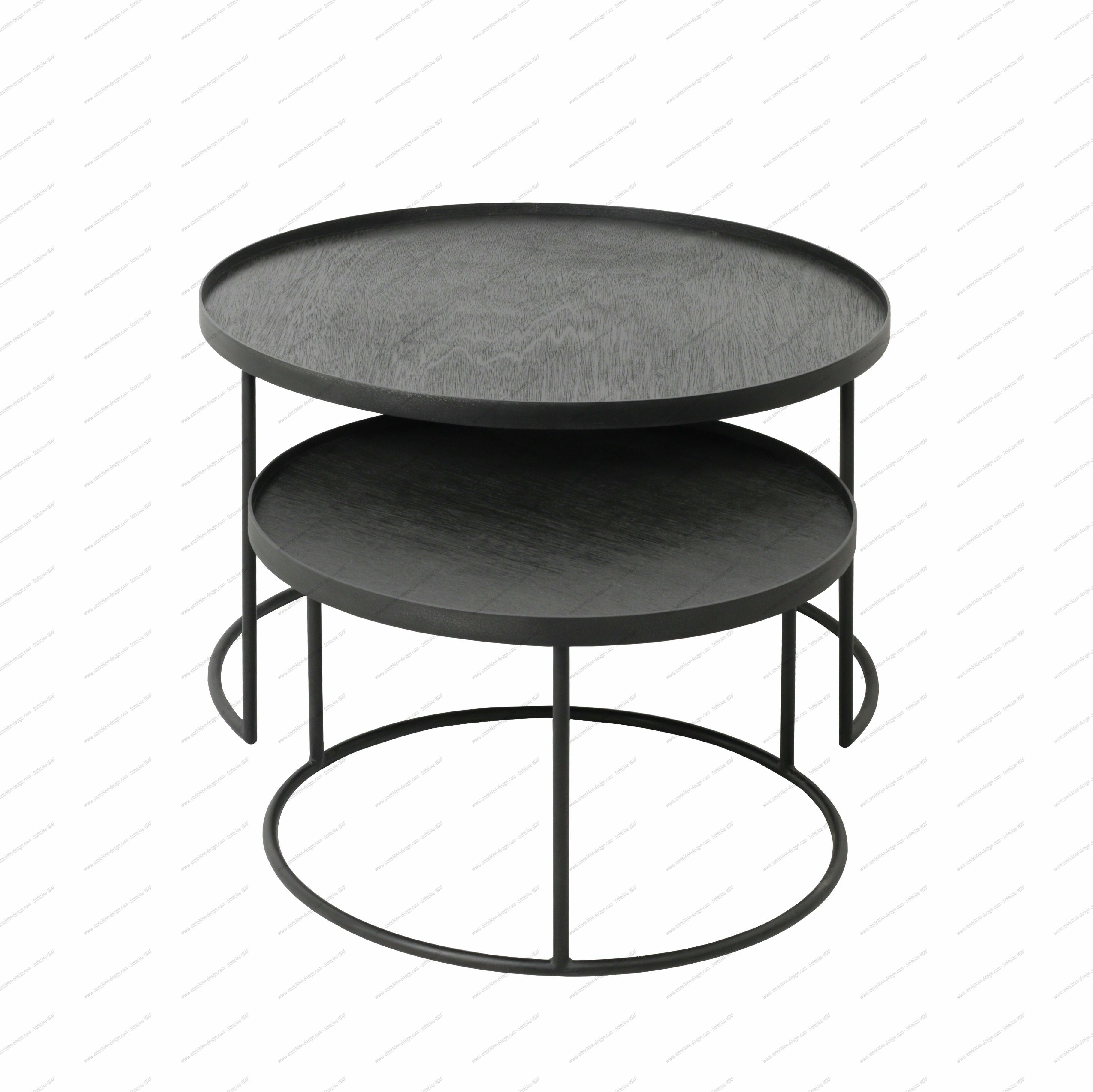 Coffee Table Set of 2 Black Round S/L Ethnicraft 