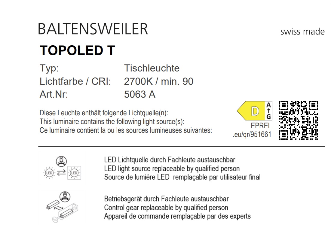 TOPOLED T Table Lamp Baltensweiler