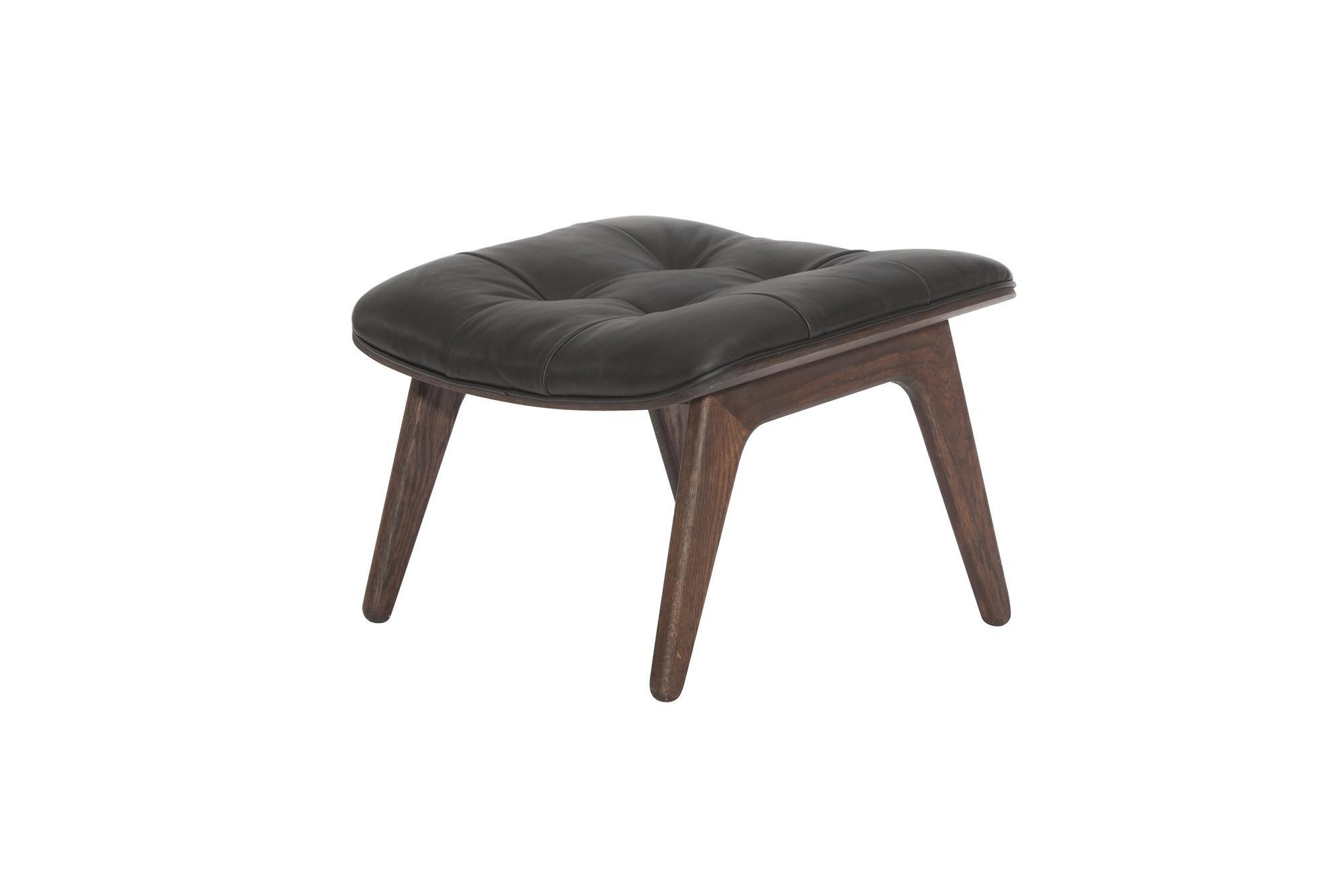 Mammoth Ottoman Leather Cover Norr11 Oak dark stained Dunes Leather Dark brown