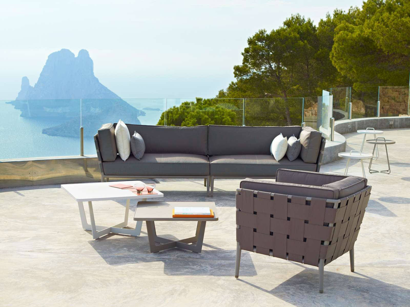 Conic Outdoor 2-Seater Modular Sofa left grey Cane-Line