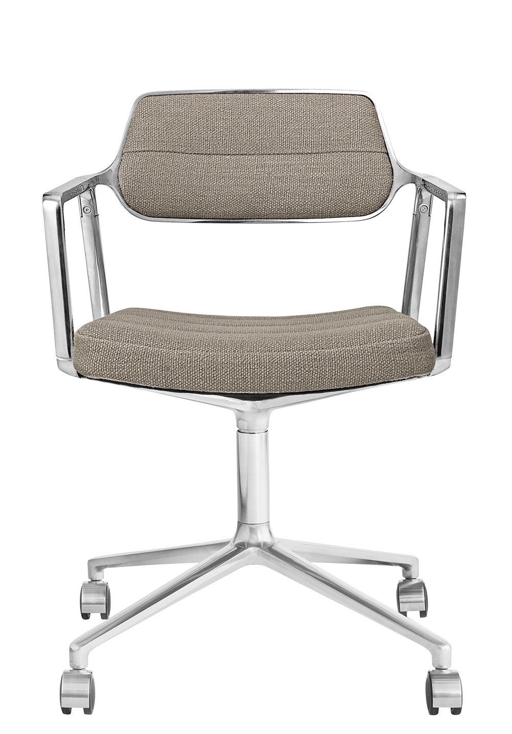 Vipp 453 / Vipp453 Swivel Chair DARK SAND TEXTILE / POLISHED ALUMINUM FRAME WITH CASTERS Vipp SINGLE PIECES