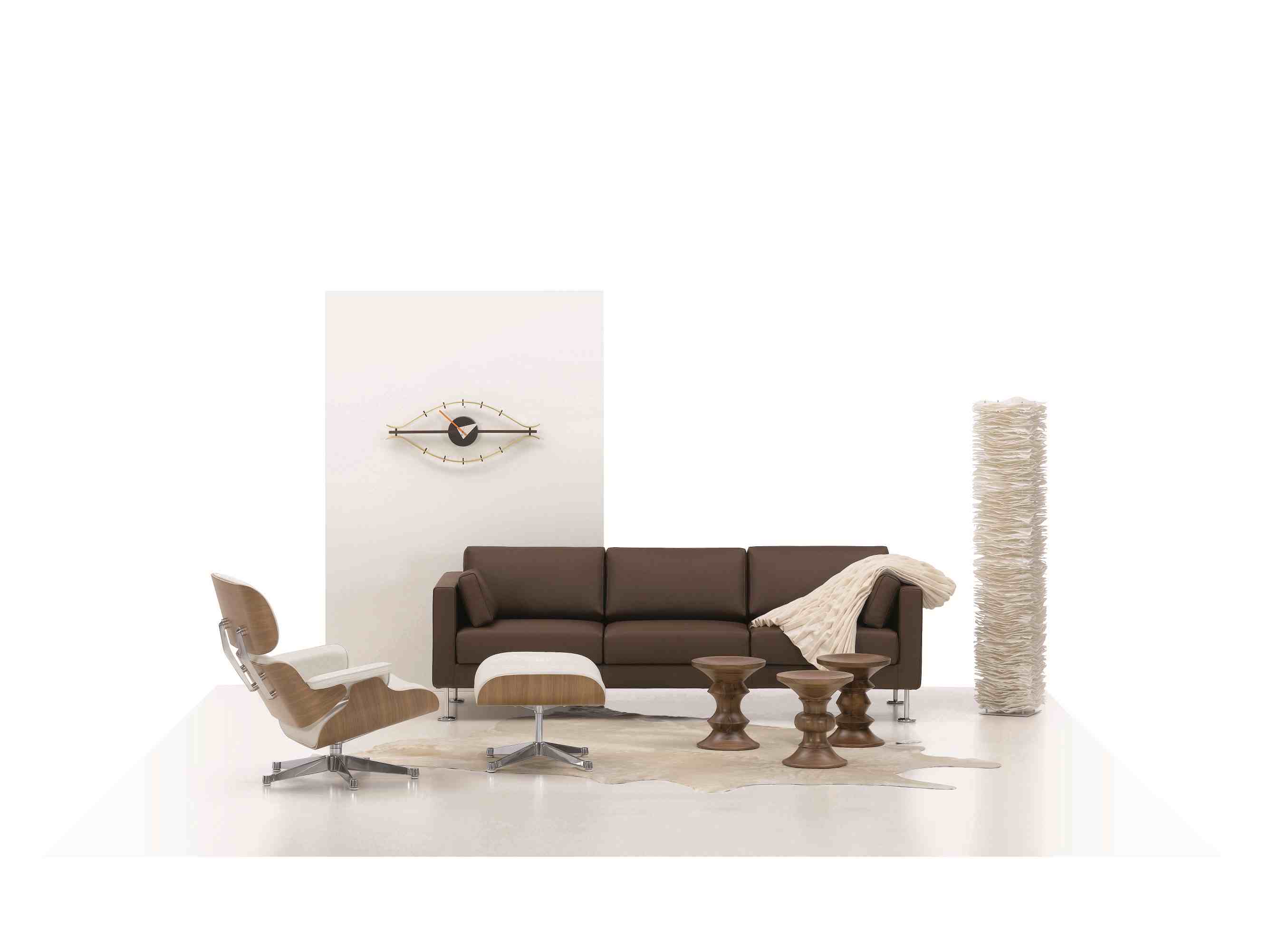 Eames Lounge Chair & Ottoman walnut white armchair Vitra
