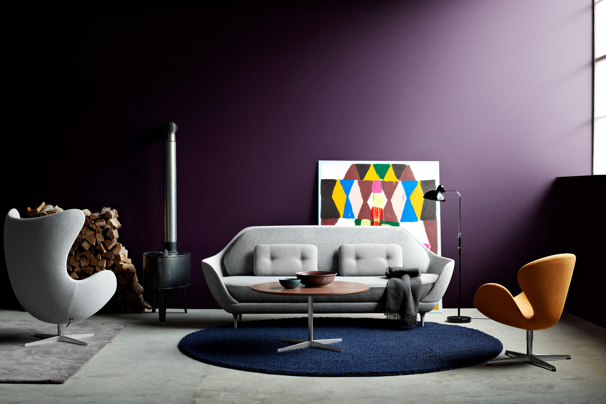 6580 F Luxus Floor lamp KAISER idell Fritz Hansen black high gloss